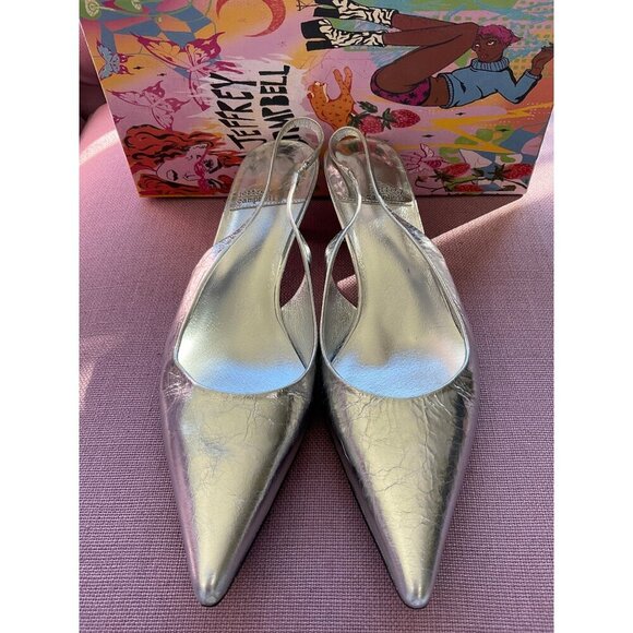Jeffrey Campbell Persona Slingback Heel in Silver 10 New with Box Womens - Picture 6 of 13